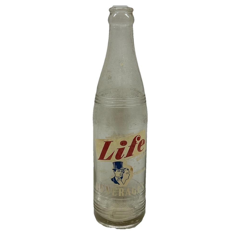 Vintage Empty 12 Oz Life‎ Brand Glass Bottle Cedar Rapids Iowa